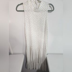 Elegant 100% VISCOSE White Polka Dot Dress,, Size 4